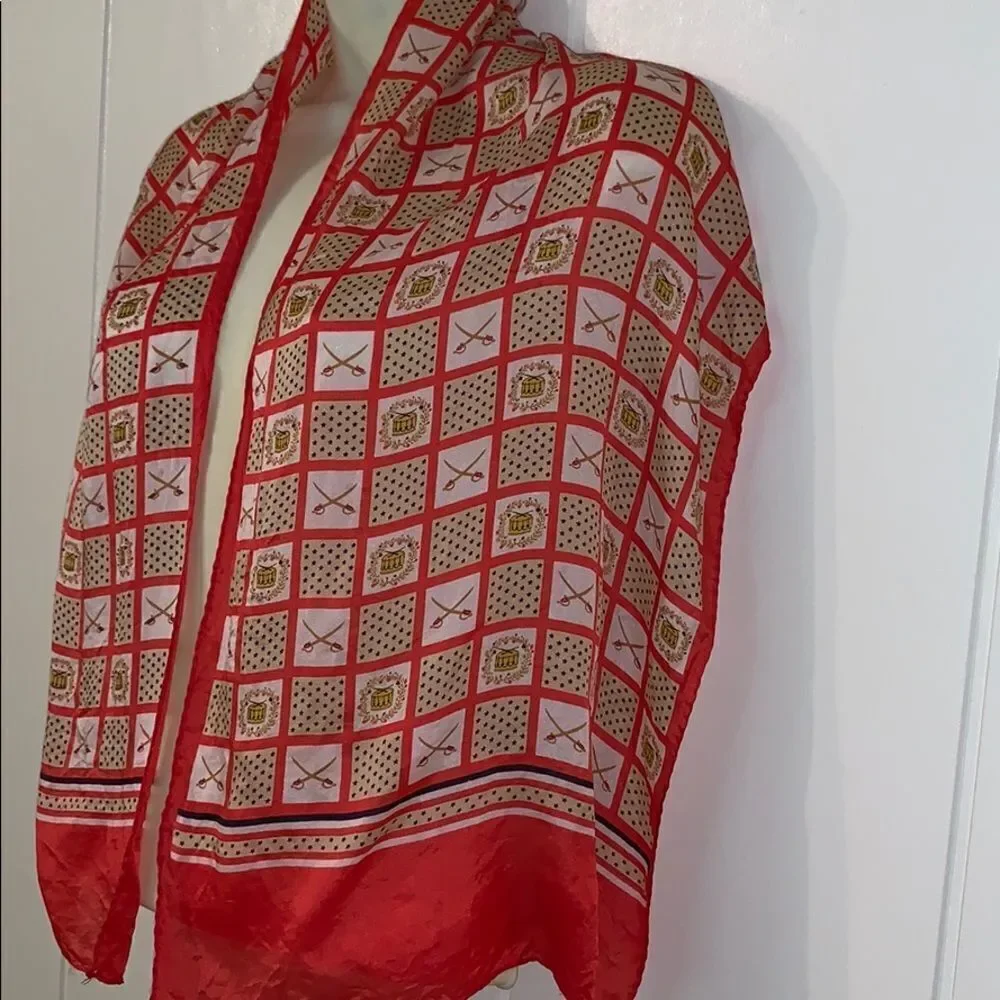 Vtg 60s drum & sword rayon/silk scarf‎